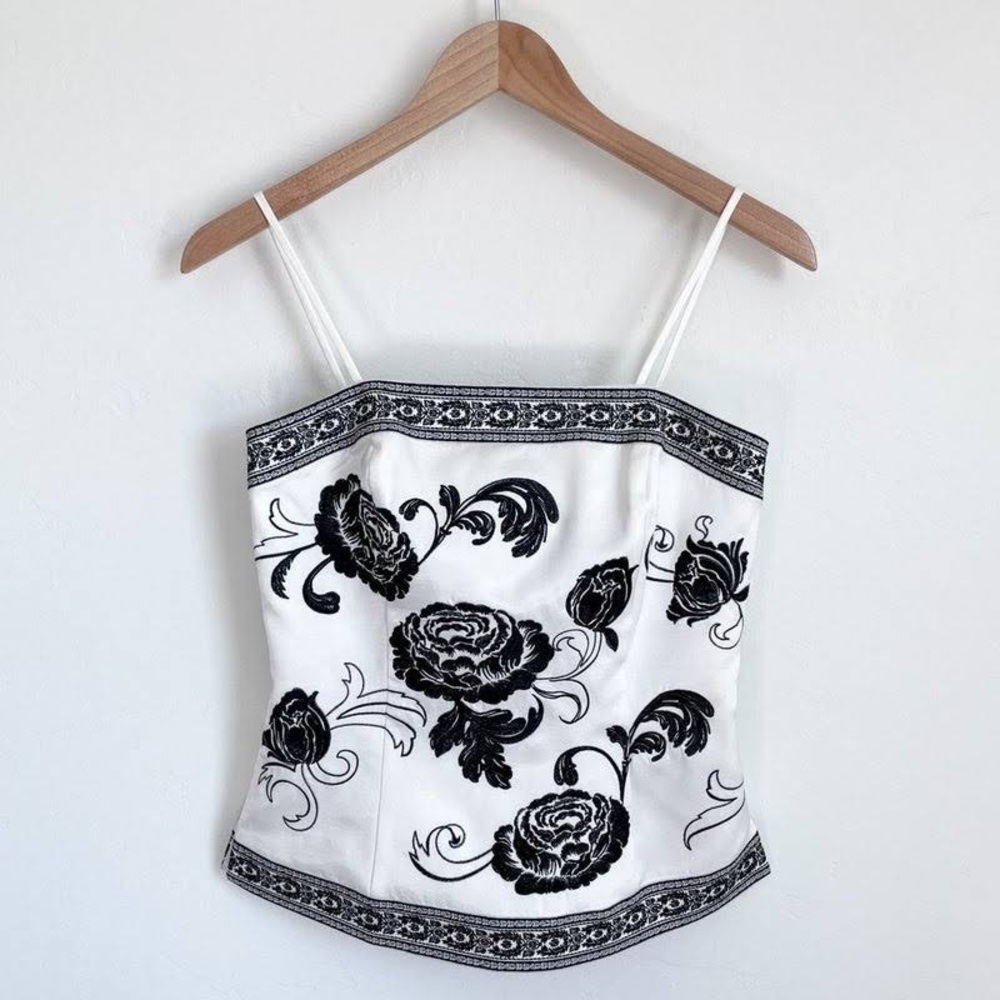 Size 12 black and white satin bustier, White House Black Market LIKE NEW
